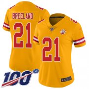 Wholesale Cheap Nike Chiefs #21 Bashaud Breeland Gold Women's Stitched NFL Limited Inverted Legend 100th Season Jersey
