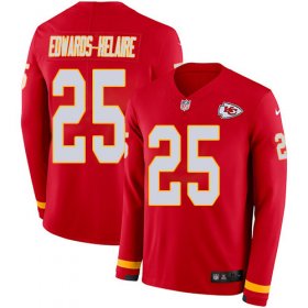 Wholesale Cheap Nike Chiefs #25 Clyde Edwards-Helaire Red Team Color Men\'s Stitched NFL Limited Therma Long Sleeve Jersey
