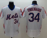 Wholesale Cheap Mets #34 Noah Syndergaard White(Blue Strip) Flexbase Authentic Collection Alternate Stitched MLB Jersey