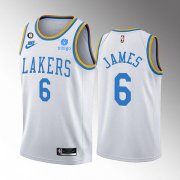 Wholesale Cheap Men's Los Angeles Lakers #6 LeBron James 2022-23 White Classic Edition No.6 Patch Stitched Basketball Jersey