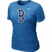 Wholesale Cheap Women's MLB Boston Red Sox Heathered Nike Blended T-Shirt Light Blue