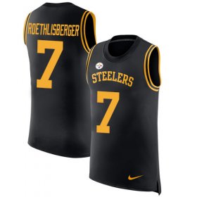 Wholesale Cheap Nike Steelers #7 Ben Roethlisberger Black Team Color Men\'s Stitched NFL Limited Rush Tank Top Jersey