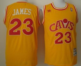 Wholesale Cheap Cleveland Cavaliers #23 LeBron James CavFanatic Yellow Swingman Throwback Jersey