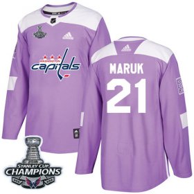 Wholesale Cheap Adidas Capitals #21 Dennis Maruk Purple Authentic Fights Cancer Stanley Cup Final Champions Stitched NHL Jersey
