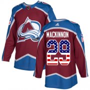 Wholesale Cheap Adidas Avalanche #29 Nathan MacKinnon Burgundy Home Authentic USA Flag Stitched NHL Jersey