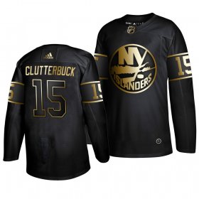 Wholesale Cheap Adidas Islanders #15 Cal Clutterbuck Men\'s 2019 Black Golden Edition Authentic Stitched NHL Jersey