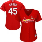 Wholesale Cheap Cardinals #45 Bob Gibson Red Alternate Women's Stitched MLB Jersey