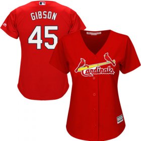 Wholesale Cheap Cardinals #45 Bob Gibson Red Alternate Women\'s Stitched MLB Jersey