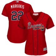 Wholesale Cheap Braves #22 Nick Markakis Red Alternate Women's Stitched MLB Jersey