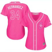 Wholesale Cheap Mariners #34 Felix Hernandez Pink Fashion Women's Stitched MLB Jersey