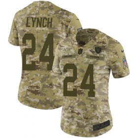 Wholesale Cheap Nike Raiders #24 Marshawn Lynch Camo Women\'s Stitched NFL Limited 2018 Salute to Service Jersey