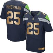 Wholesale Cheap Nike Seahawks #25 Richard Sherman Steel Blue Team Color Men's Stitched NFL Elite Gold Jersey