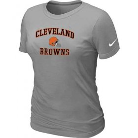 Wholesale Cheap Women\'s Nike Cleveland Browns Heart & Soul NFL T-Shirt Light Grey