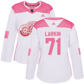 Wholesale Cheap Adidas Red Wings #71 Dylan Larkin White/Pink Authentic Fashion Women\'s Stitched NHL Jersey