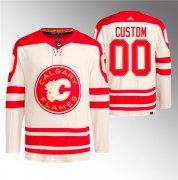 Cheap Men's Calgary Flames Custom 2023 Cream Classic Primegreen Stitched Jersey