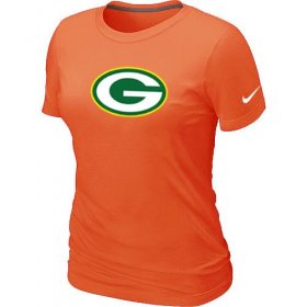 Wholesale Cheap Women\'s Nike Dark Green Bay Packers Logo NFL T-Shirt Orange