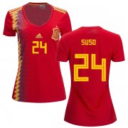 Wholesale Cheap Women's Spain #24 Suso Red Home Soccer Country Jersey