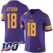 Wholesale Cheap Nike Vikings #18 Justin Jefferson Purple Men's Stitched NFL Limited Rush 100th Season Jersey