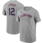 Wholesale Cheap Cleveland Indians #12 Francisco Lindor Nike Name & Number T-Shirt Gray