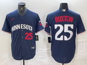 Cheap Men's Minnesota Twins #25 Byron Buxton Number 2023 Navy Blue Cool Base Stitched Jersey