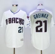 Wholesale Cheap Diamondbacks #21 Zack Greinke White/Capri New Cool Base Stitched MLB Jersey