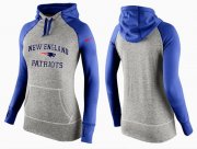 Wholesale Cheap Women's Nike New England Patriots Performance Hoodie Grey & Blue