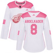 Wholesale Cheap Adidas Red Wings #8 Justin Abdelkader White/Pink Authentic Fashion Women's Stitched NHL Jersey