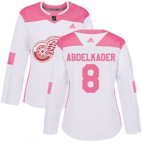 Wholesale Cheap Adidas Red Wings #8 Justin Abdelkader White/Pink Authentic Fashion Women\'s Stitched NHL Jersey