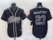 Cheap Men's San Francisco 49ers #23 Christian McCaffrey Black Reflective With Patch Cool Base Stitched Baseball Jersey
