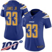 Wholesale Cheap Nike Chargers #33 Derwin James Jr Electric Blue Women's Stitched NFL Limited Rush 100th Season Jersey