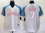 Cheap Men's Mexico Baseball #7 Julio Urias 2023 White Blue World Classic Stitched Jerseys