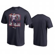 Wholesale Cheap New England Patriots #12 Tom Brady Navy Men's Player Graphic Powerhouse T-Shirt