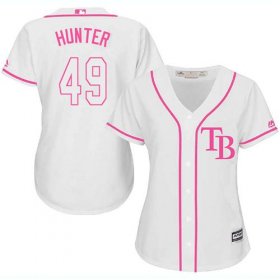 Wholesale Cheap Rays #49 Tommy Hunter White/Pink Fashion Women\'s Stitched MLB Jersey