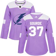 Cheap Adidas Lightning #37 Yanni Gourde Purple Authentic Fights Cancer Women's Stitched NHL Jersey
