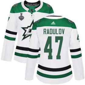 Cheap Adidas Stars #47 Alexander Radulov White Road Authentic Women\'s 2020 Stanley Cup Final Stitched NHL Jersey