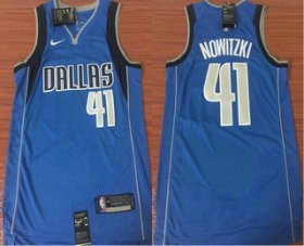 Wholesale Cheap Men\'s Dallas Mavericks #41 Dirk Nowitzki Light Blue 2017-2018 Nike Icon Edition Swingman Jersey