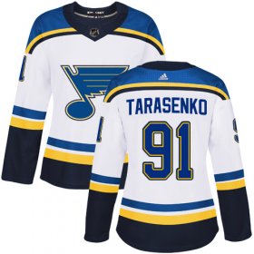 Wholesale Cheap Adidas Blues #91 Vladimir Tarasenko White Road Authentic Women\'s Stitched NHL Jersey