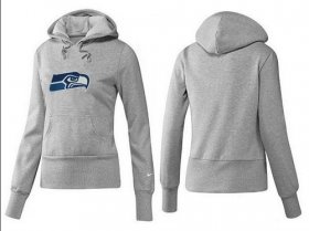Wholesale Cheap Women\'s Seattle Seahawks Logo Pullover Hoodie Grey