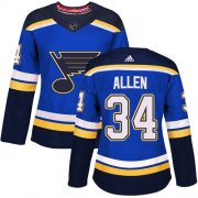 Wholesale Cheap Adidas Blues #34 Jake Allen Blue Home Authentic Women's Stitched NHL Jersey