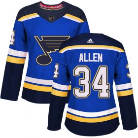Wholesale Cheap Adidas Blues #34 Jake Allen Blue Home Authentic Women\'s Stitched NHL Jersey