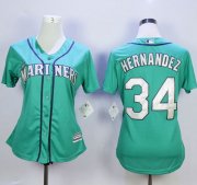 Wholesale Cheap Mariners #34 Felix Hernandez Green Alternate Women's Stitched MLB Jersey