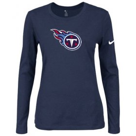 Wholesale Cheap Women\'s Nike Tennessee Titans Of The City Long Sleeve Tri-Blend NFL T-Shirt Dark Blue