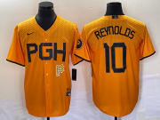 Wholesale Cheap Men's Pittsburgh Pirates #10 Bryan Reynolds Gold 2023 City Connect Stitched Jersey