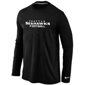 Wholesale Cheap Nike Seattle Seahawks Authentic Font Long Sleeve T-Shirt Black