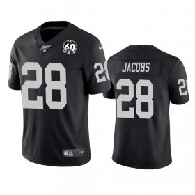 Wholesale Cheap Nike Raiders #28 Josh Jacobs Black 60th Anniversary Vapor Limited Stitched NFL 100th Season Jersey