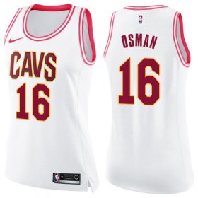 Wholesale Cheap Nike Cleveland Cavaliers #16 Cedi Osman White Pink Women\'s NBA Swingman Fashion Jersey