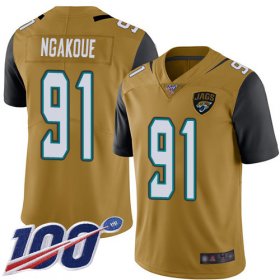 Wholesale Cheap Nike Jaguars #91 Yannick Ngakoue Gold Men\'s Stitched NFL Limited Rush 100th Season Jersey