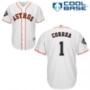 Wholesale Cheap Astros #1 Carlos Correa White Cool Base 2019 World Series Bound Stitched Youth MLB Jersey