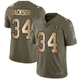 Wholesale Cheap Nike Raiders #34 Bo Jackson Olive/Gold Men\'s Stitched NFL Limited 2017 Salute To Service Jersey