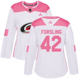 Wholesale Cheap Adidas Hurricanes #42 Gustav Forsling White/Pink Authentic Fashion Women\'s Stitched NHL Jersey